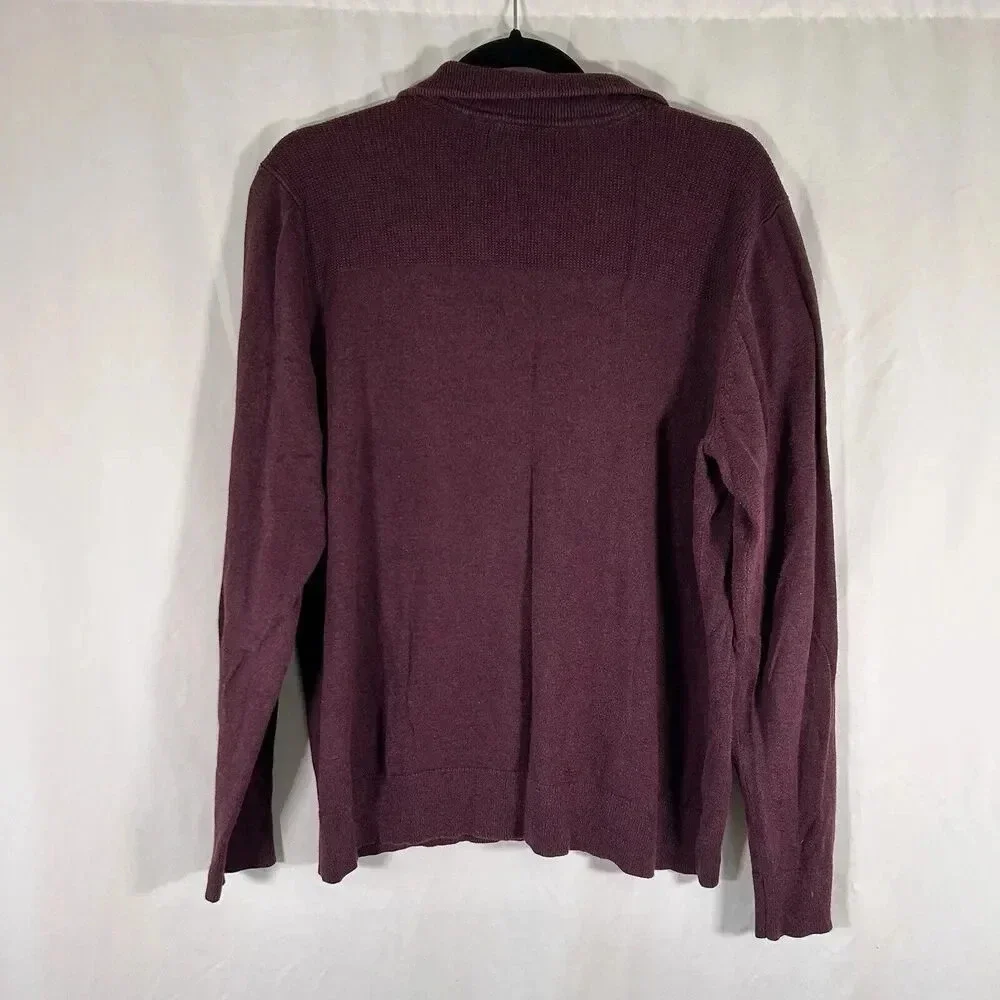 Banana Republic Sweater Men's Medium Burgundy Silk Cashmere Luxe Yarn Mock Neck